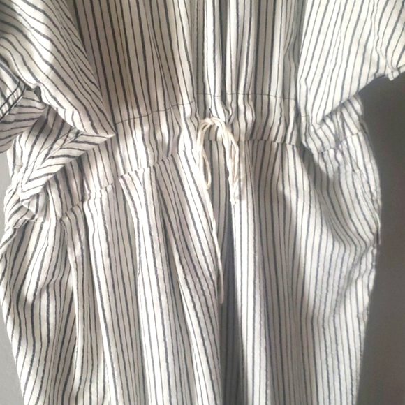 Billy Reid Stripe Drawstring Waist Shirt Dress White Charcoal One Size XS-L - Picture 11 of 16